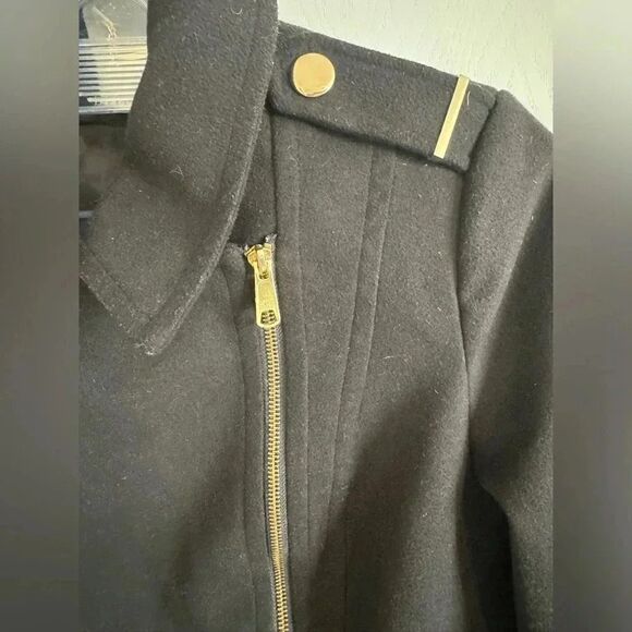 Black Rivet Pea Coat with belt | Size Medium | Black - Picture 11 of 14